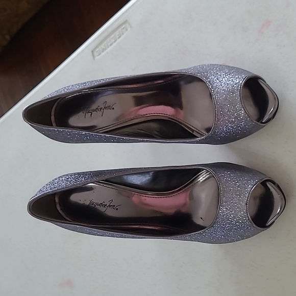 Jacqueline Ferrar Dark Grey/Silver Glitter platform heels size 8 - Picture 2 of 13